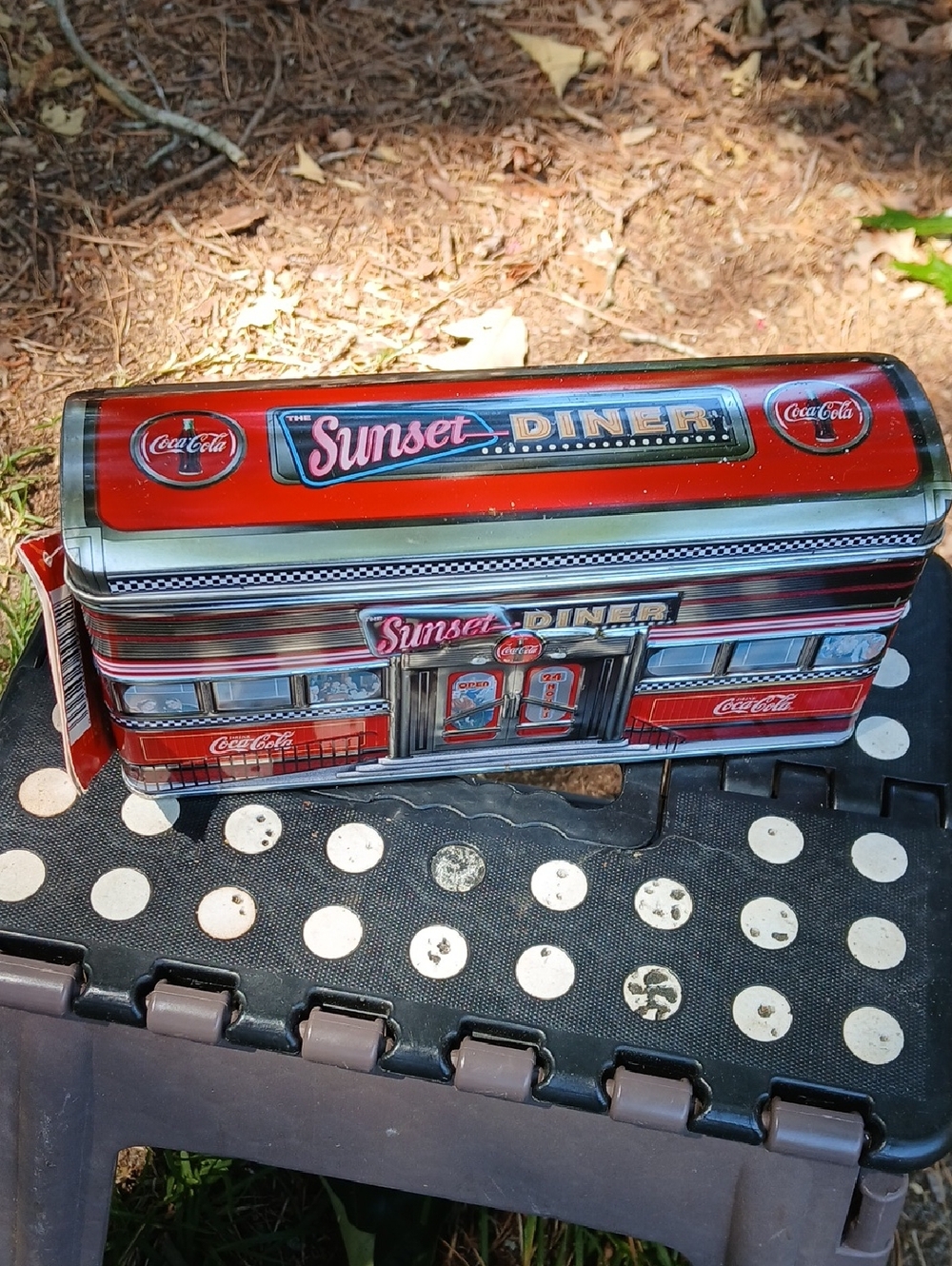 Coca Cola Sunset Diner Tin Case in Red and Silver 8"×2"×4"